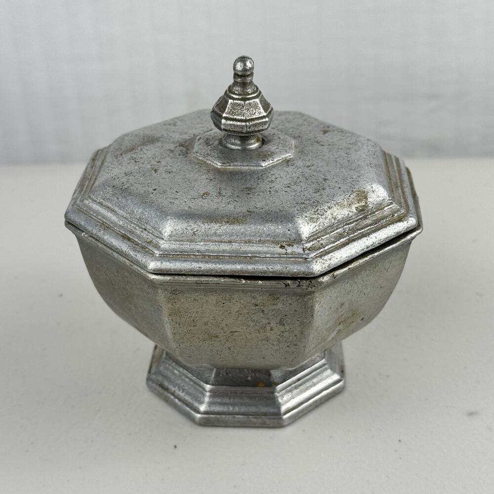 International Silver Pewter, Holloware Rustic Farmhouse Sugar Bowl With Lid 2pc